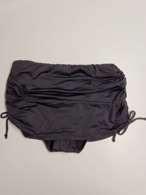 Swim Skirt/Bathing suit bottoms-Size Medium–Black Ruched-adjustable-24th & Ocean